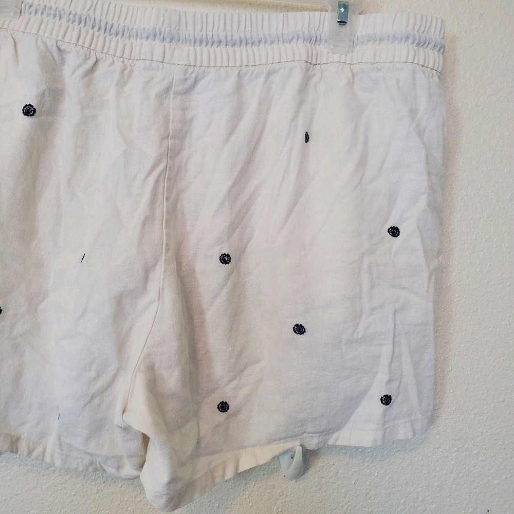 Old Navy Womens Large White Linen Blend Embroidered Tassel Pull On Shorts Navy - Picture 10 of 16